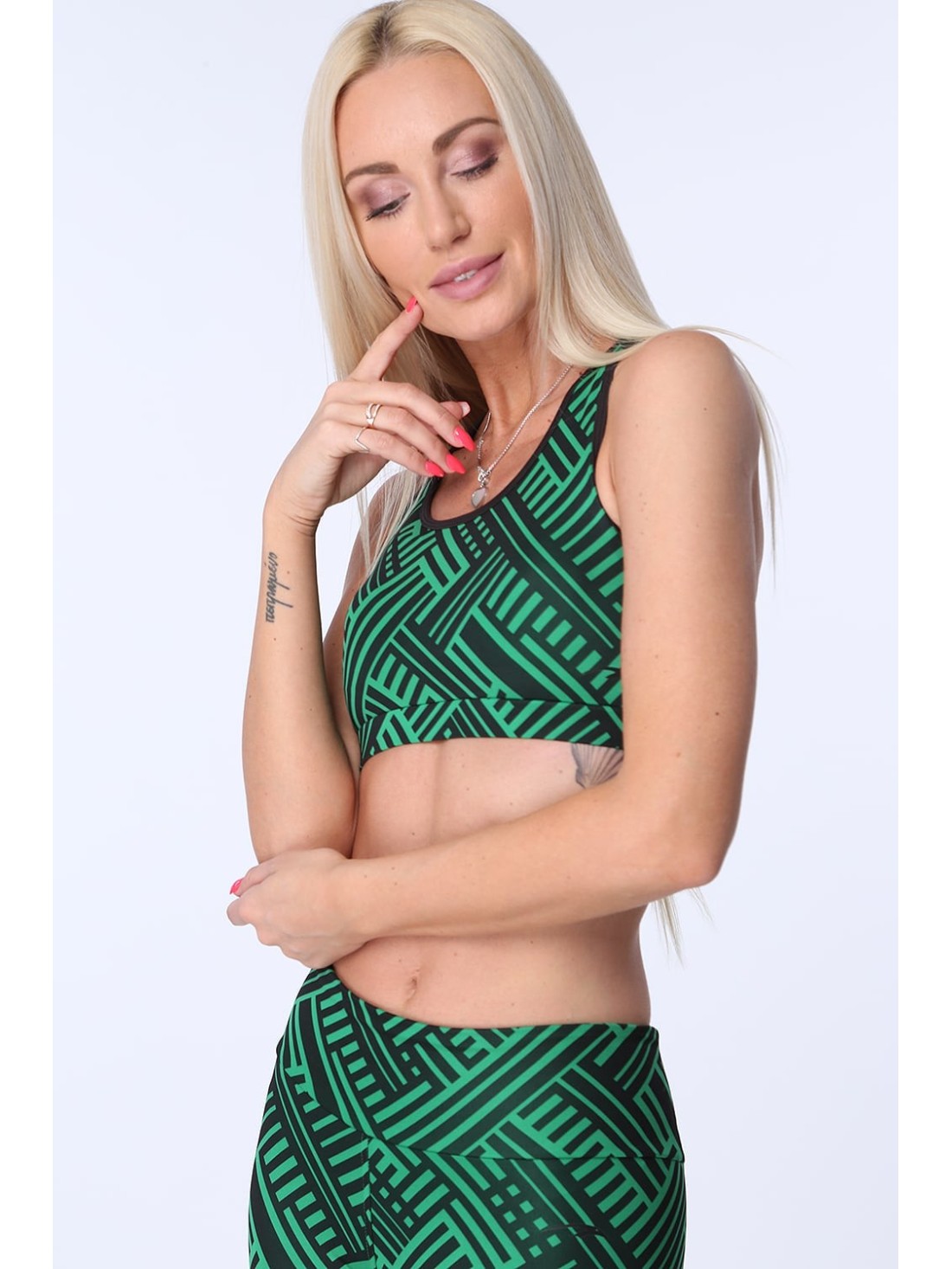 Top sport cu forme geometrice, verde MR15501 - Magazin online - Boutique